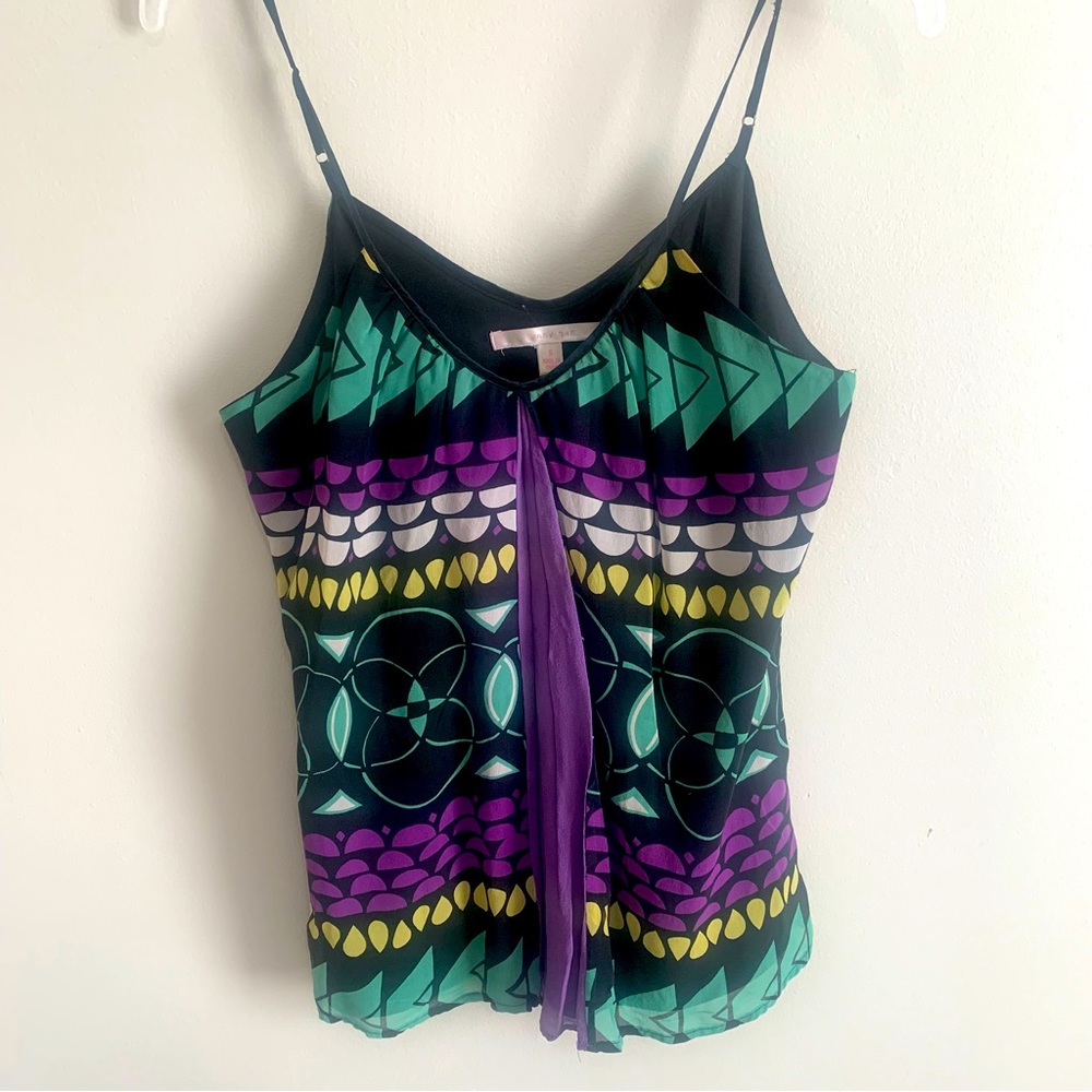 Jenny Han 100% Silk Front Pleated Printed Camisole